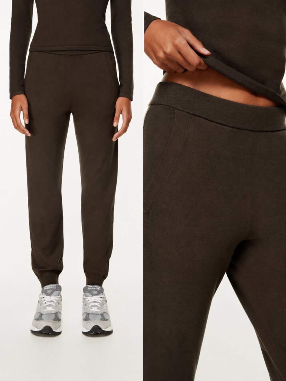 Aritzia Babaton Rodin Knit Jogger High Rise Rich Mocha Brown Size XL - Picture 1 of 10